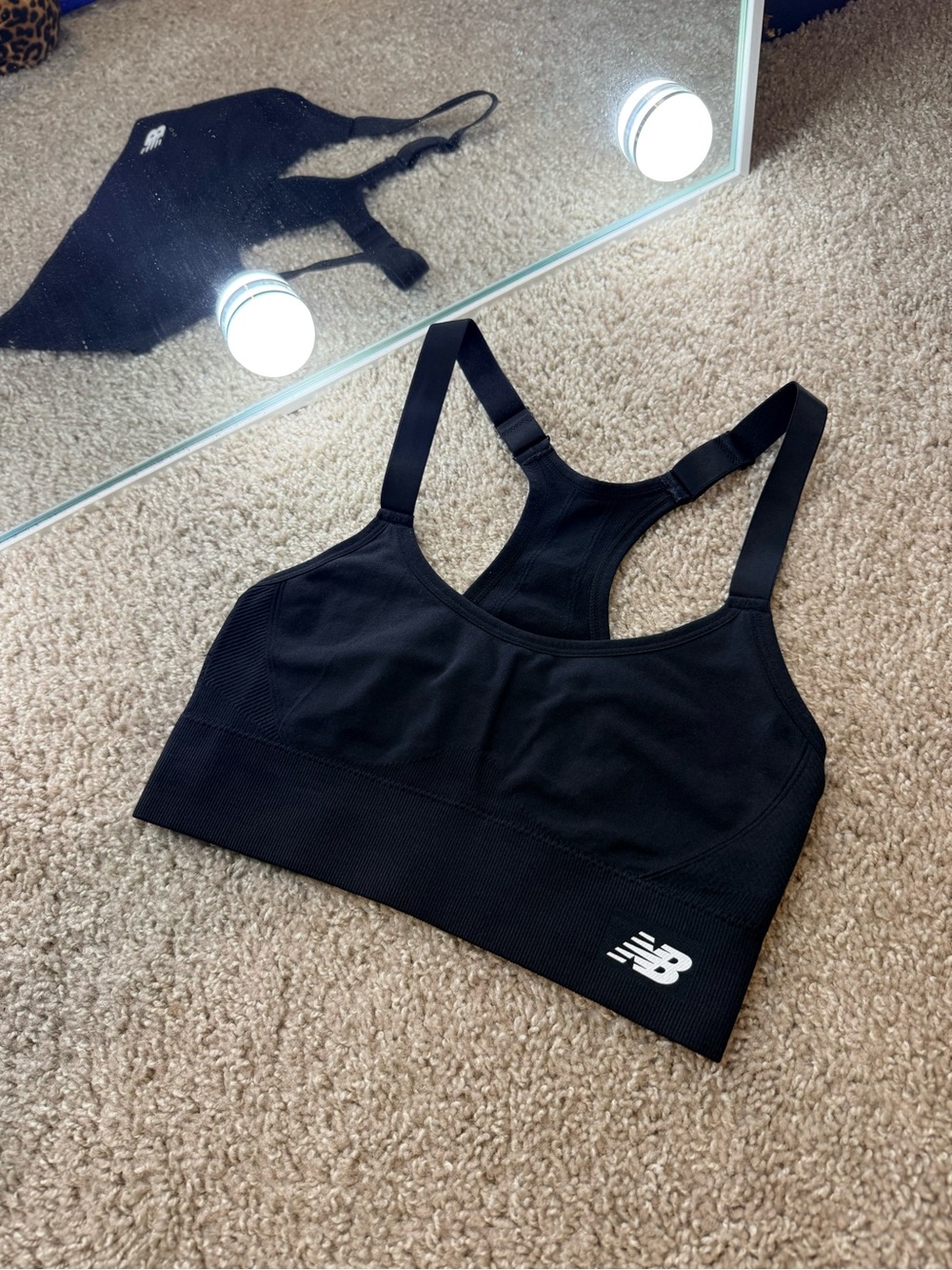 New Balance Black Racerback Support Sports Bra